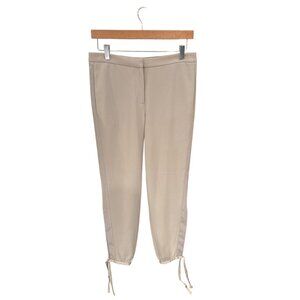 Halston Heritage Womens Beige Trousers Size 4 With Drawstring Hem